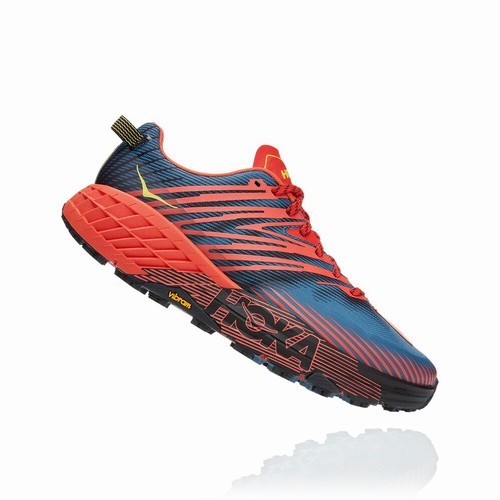 Hoka One One SPEEDGOAT 4 Trail Running Shoes For Men India Blue/Red IN-4580